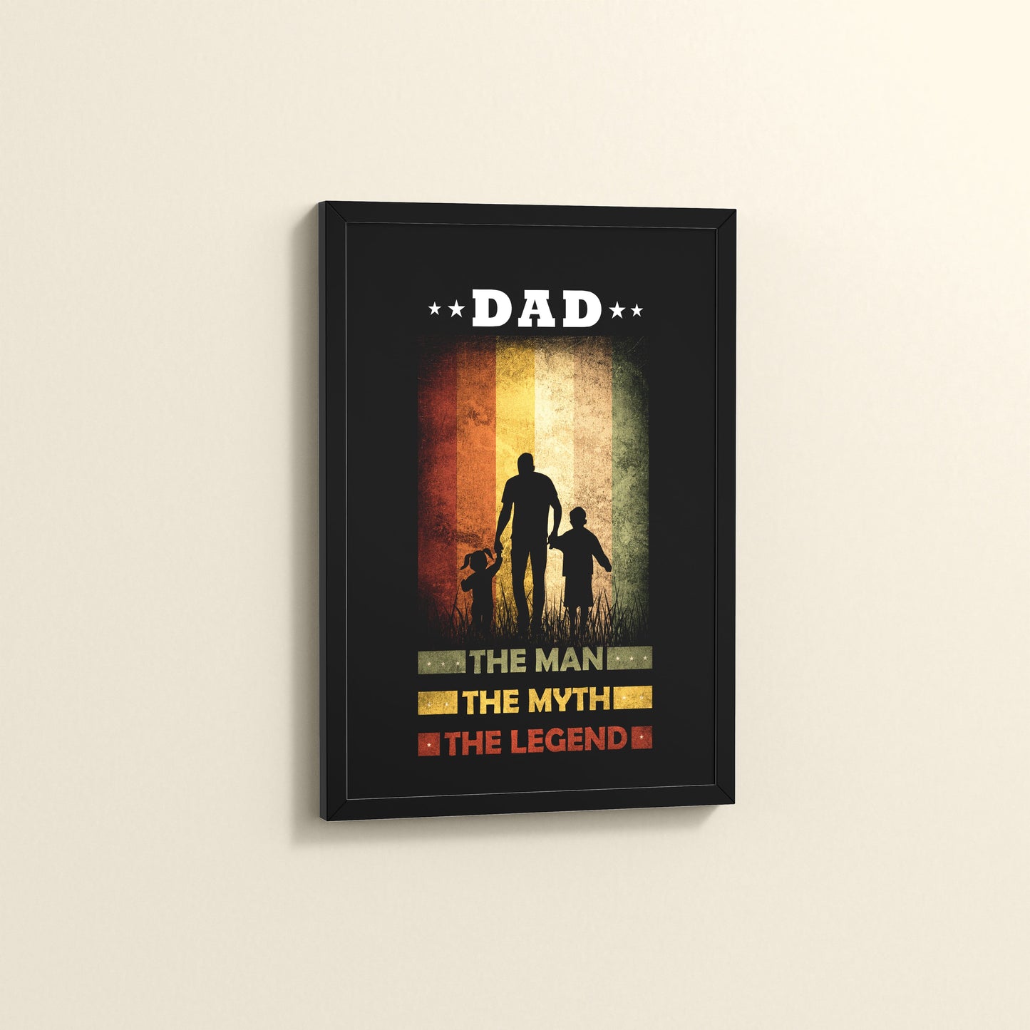 Side View of My Dad – The Man, Myth & Legend Wall Art in Black Color Frame