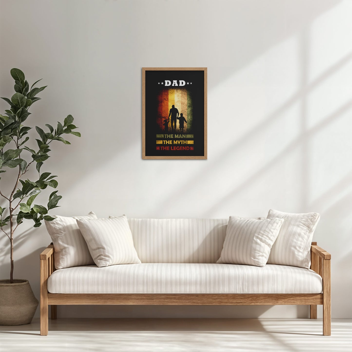 Living Room Cabinet Table Preview of My Dad – The Man, Myth & Legend Wall Art in Natrual Color Frame