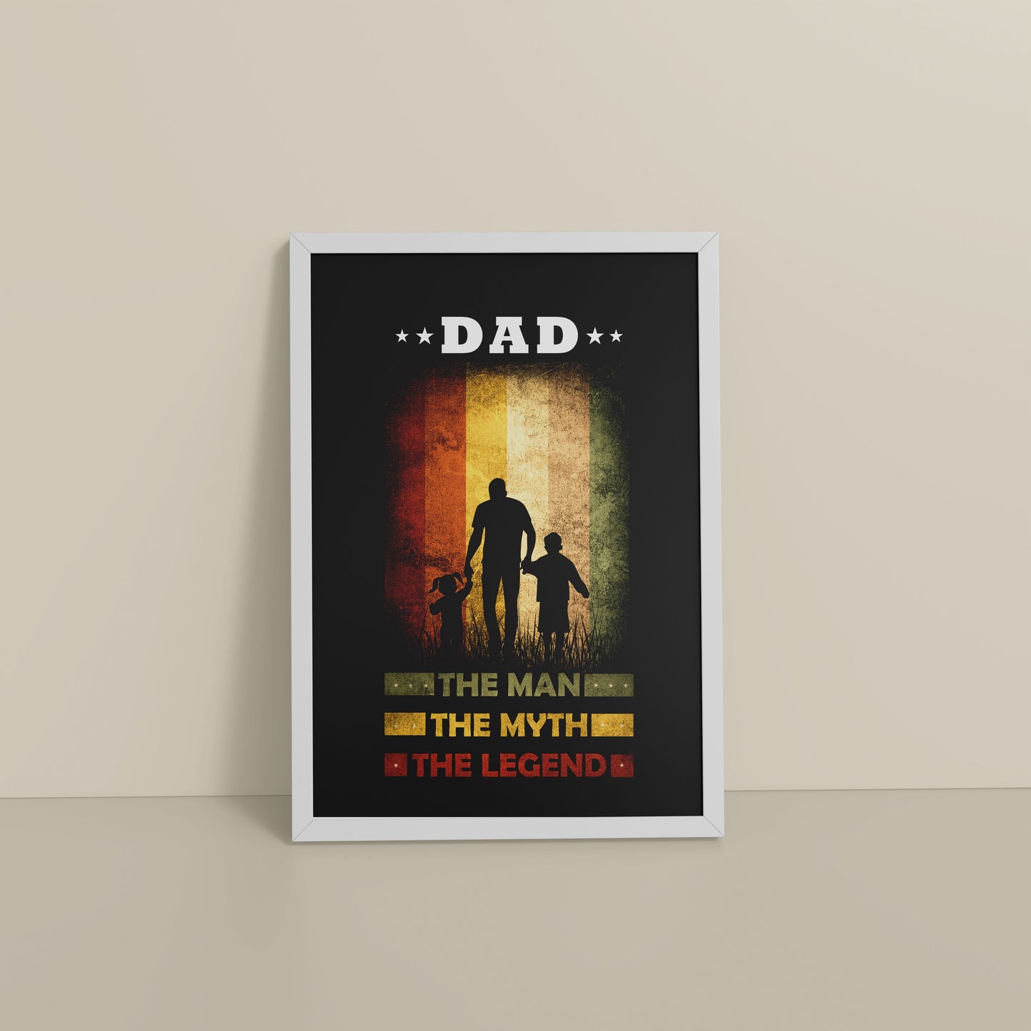 Floor View of My Dad – The Man, Myth & Legend Wall Art in White Color Frame