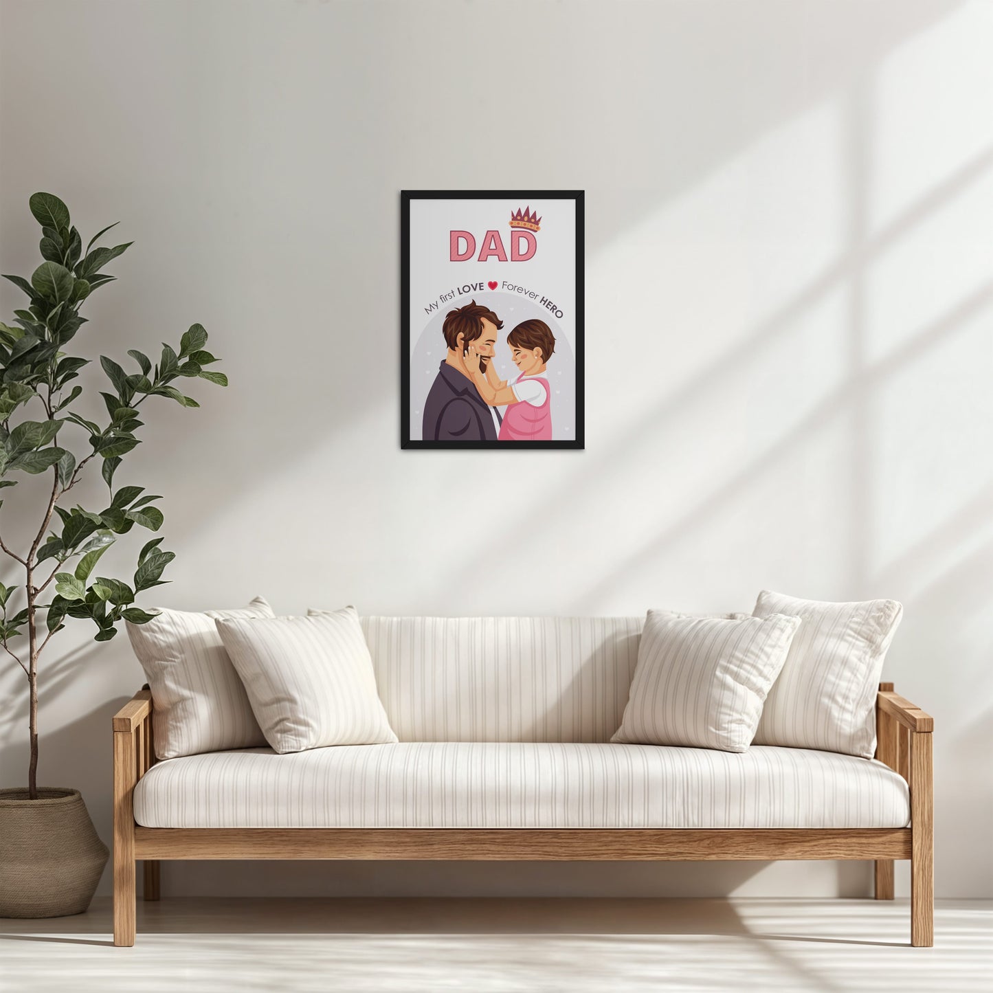 Living Room Cabinet Table Preview of My First Love, Forever Hero – Dad Wall Art in Black Color Frame