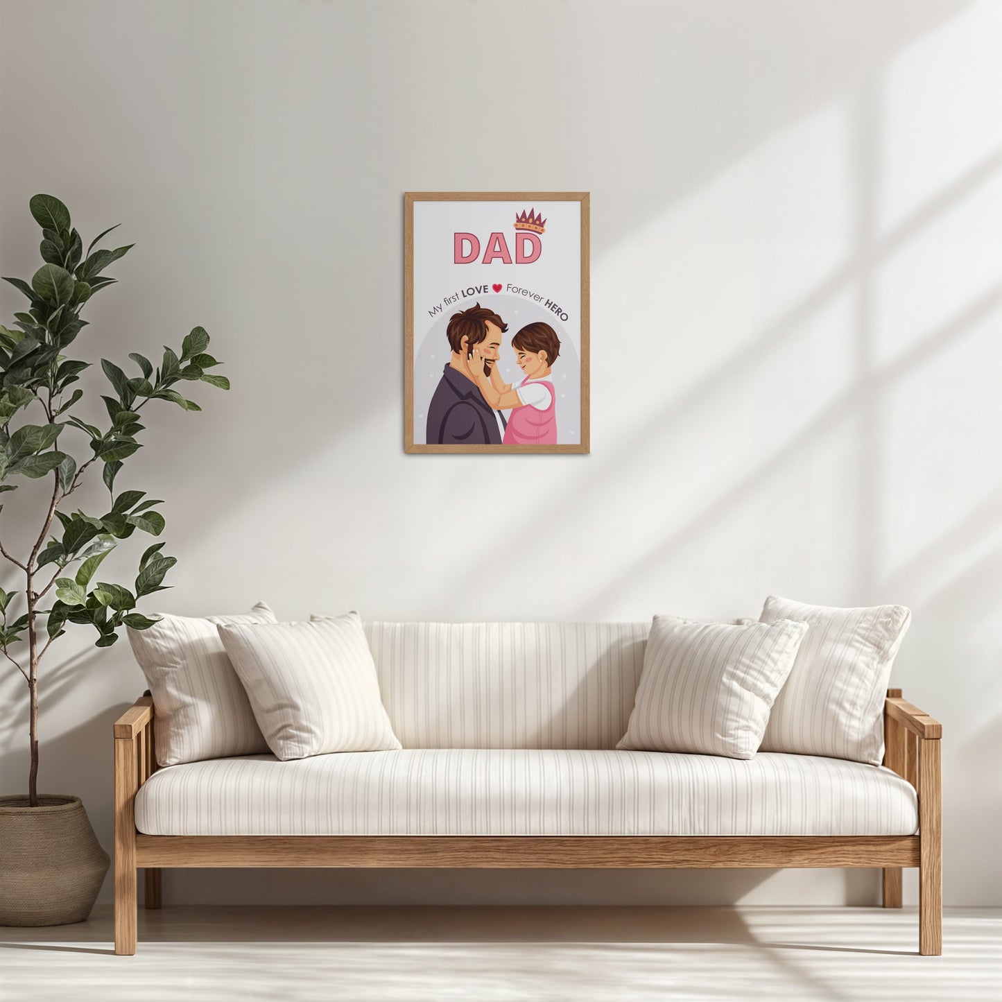 Living Room Cabinet Table Preview of My First Love, Forever Hero – Dad Wall Art in Natrual Color Frame