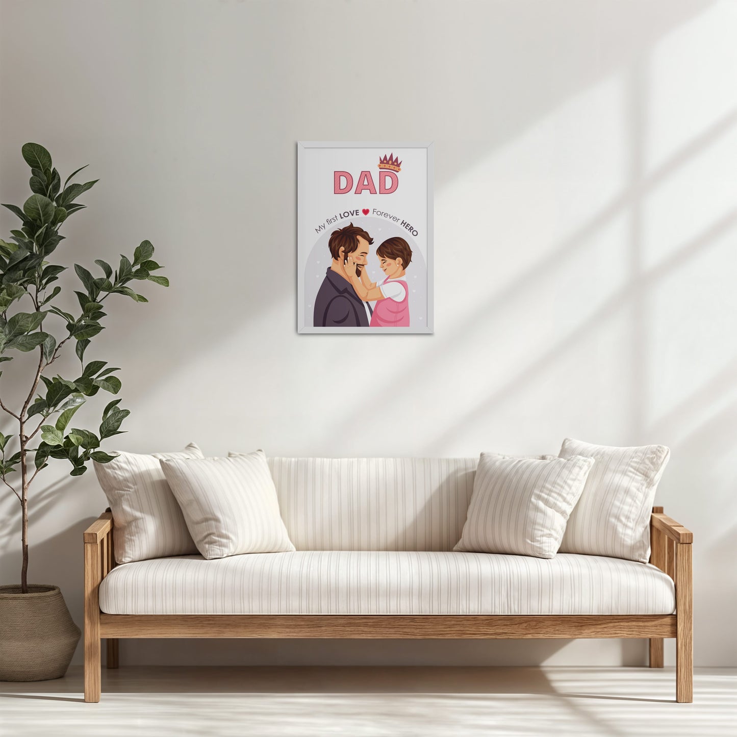 Living Room Cabinet Table Preview of My First Love, Forever Hero – Dad Wall Art in White Color Frame