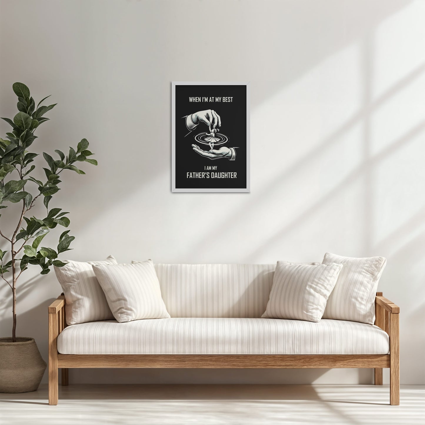 Living Room Cabinet Table Preview of When I’m at My Best — Father-Daughter Bond Wall Art in White Color Frame