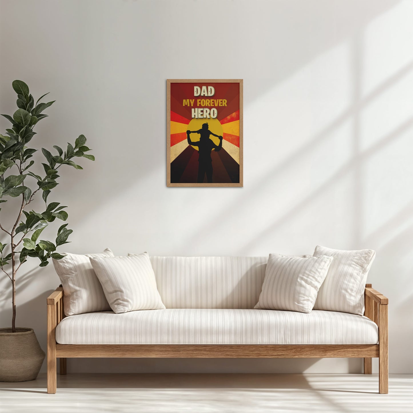 Living Room Cabinet Table Preview of My Forever Hero – Dad Wall Art Frame in Natrual Color Frame