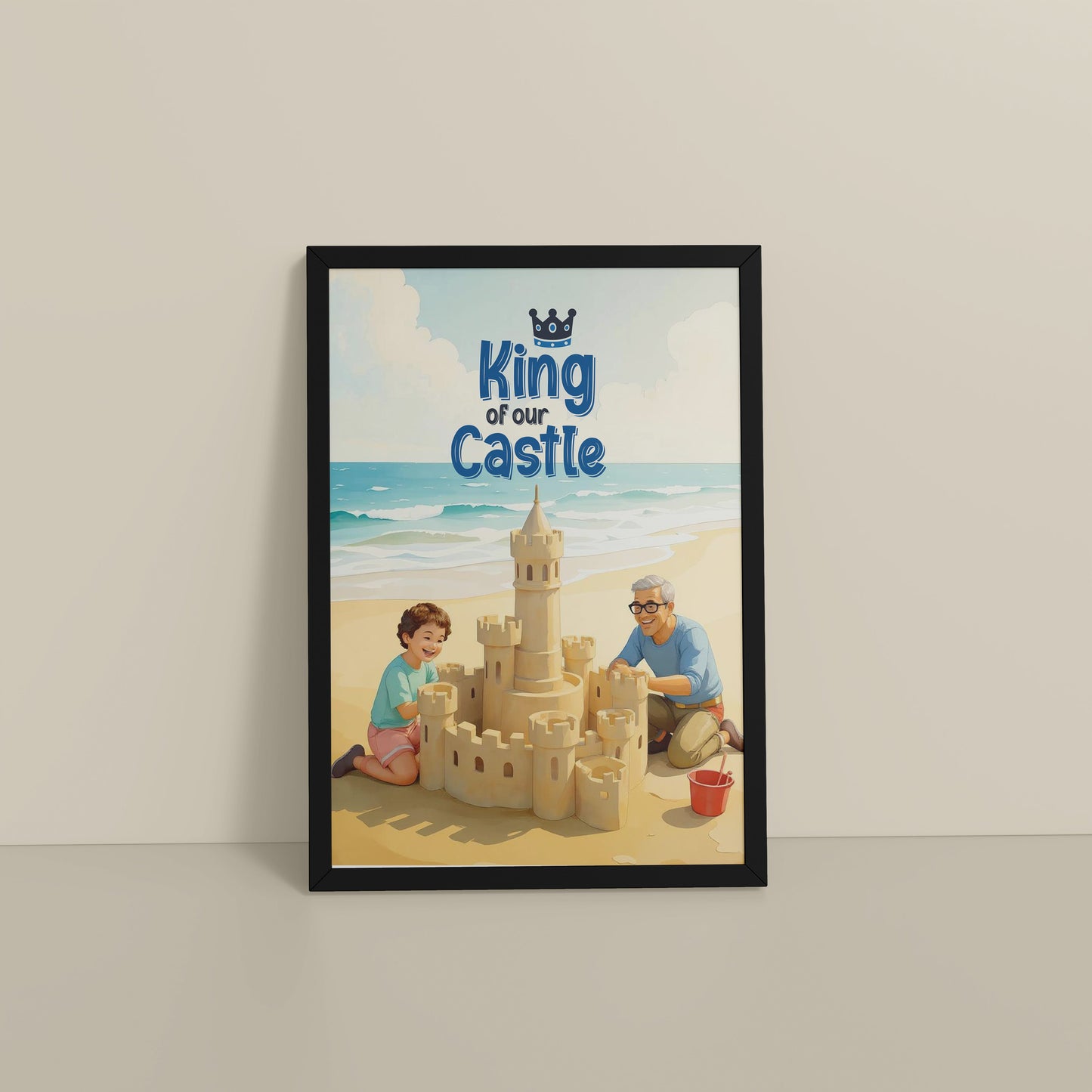 Floor View of King of Our Castle – DAD Wall Art in Black Color Frame