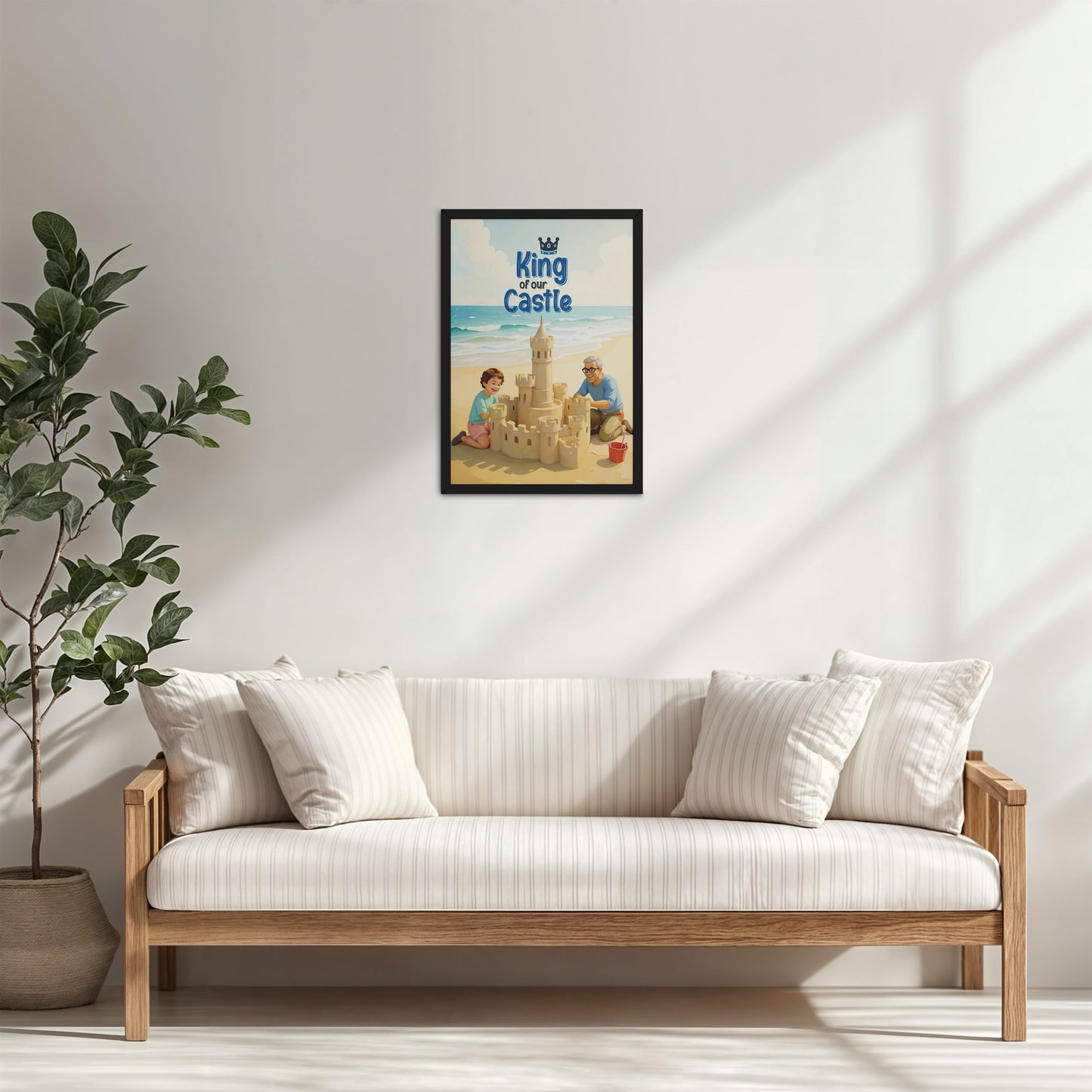 Living Room Cabinet Table Preview of King of Our Castle – DAD Wall Art in Black Color Frame