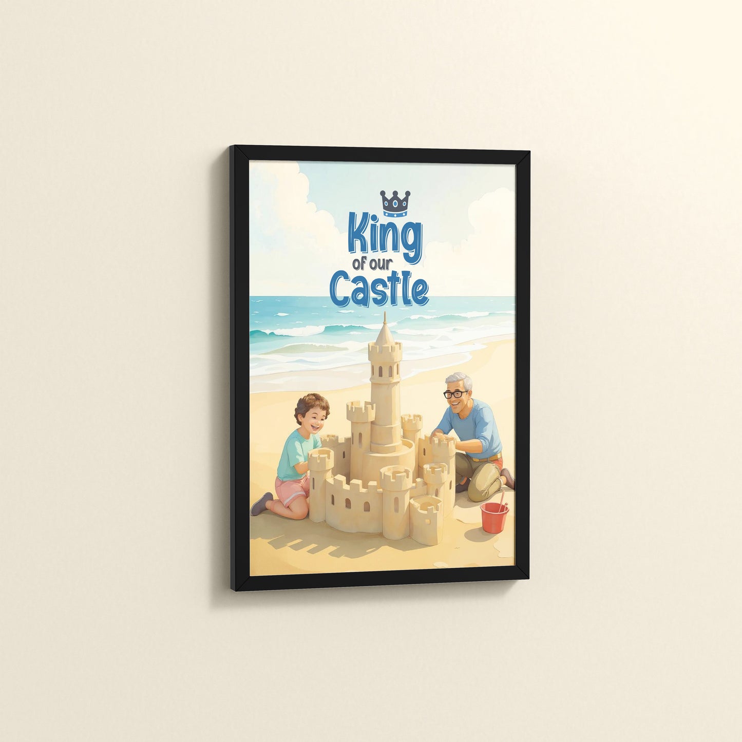 Side View of King of Our Castle – DAD Wall Art in Black Color Frame
