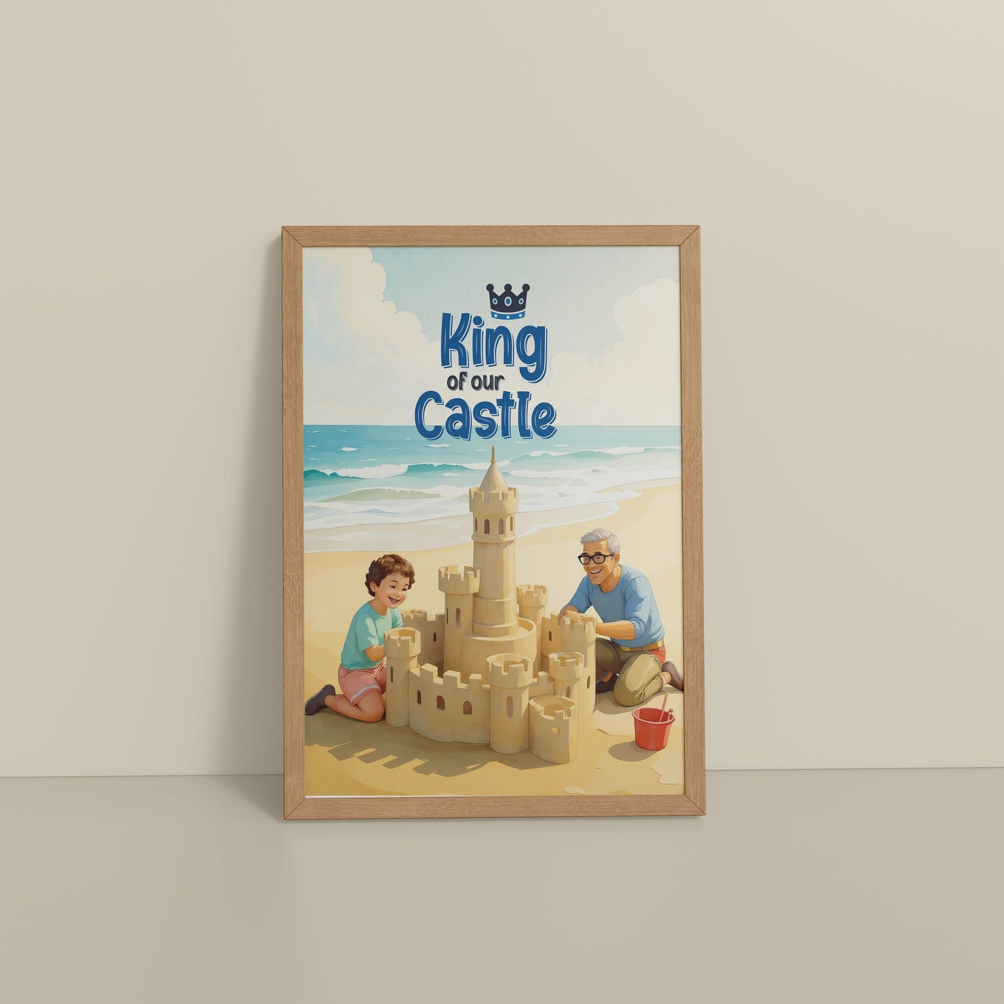 Floor View of King of Our Castle – DAD Wall Art in Natrual Color Frame