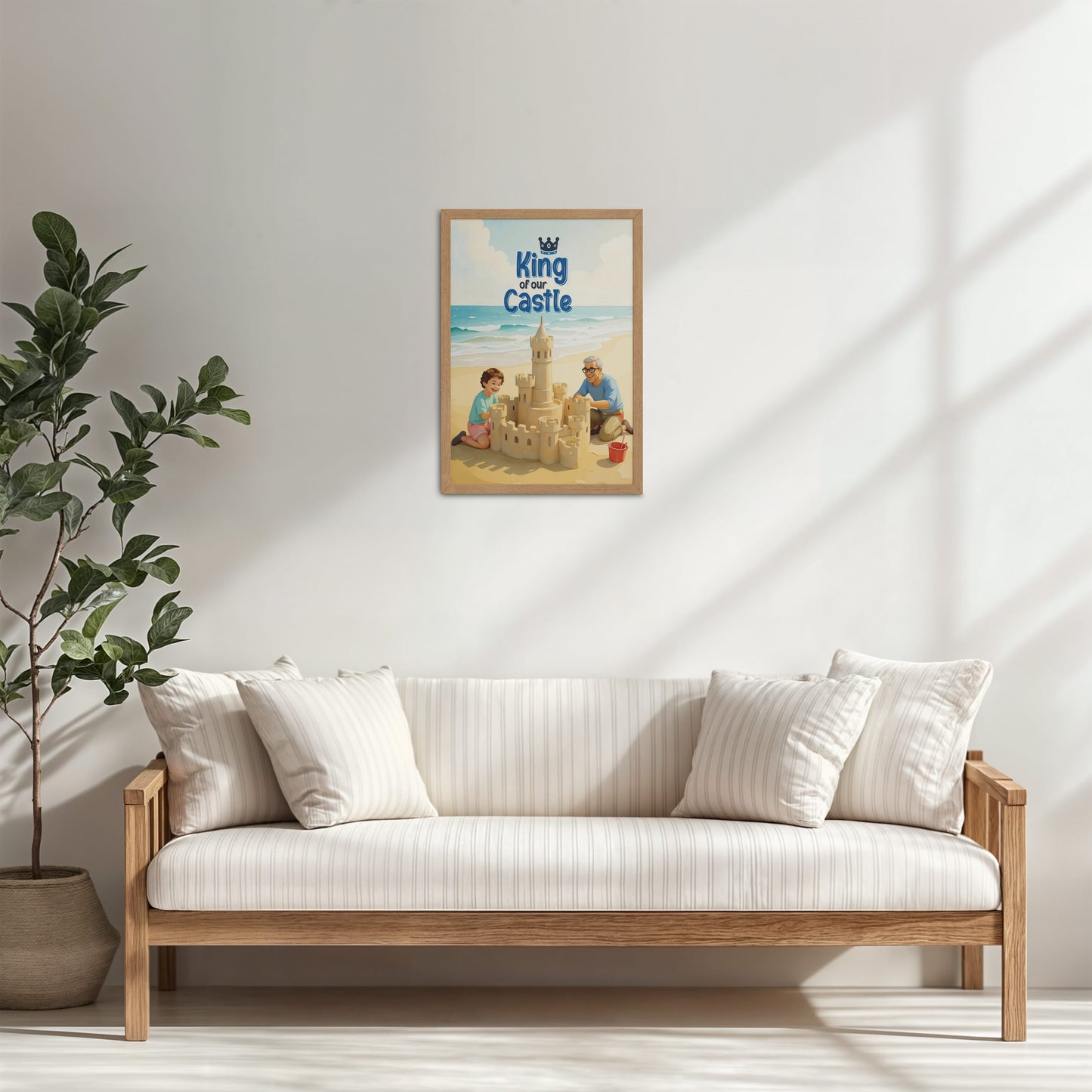 Living Room Cabinet Table Preview of King of Our Castle – DAD Wall Art in Natrual Color Frame