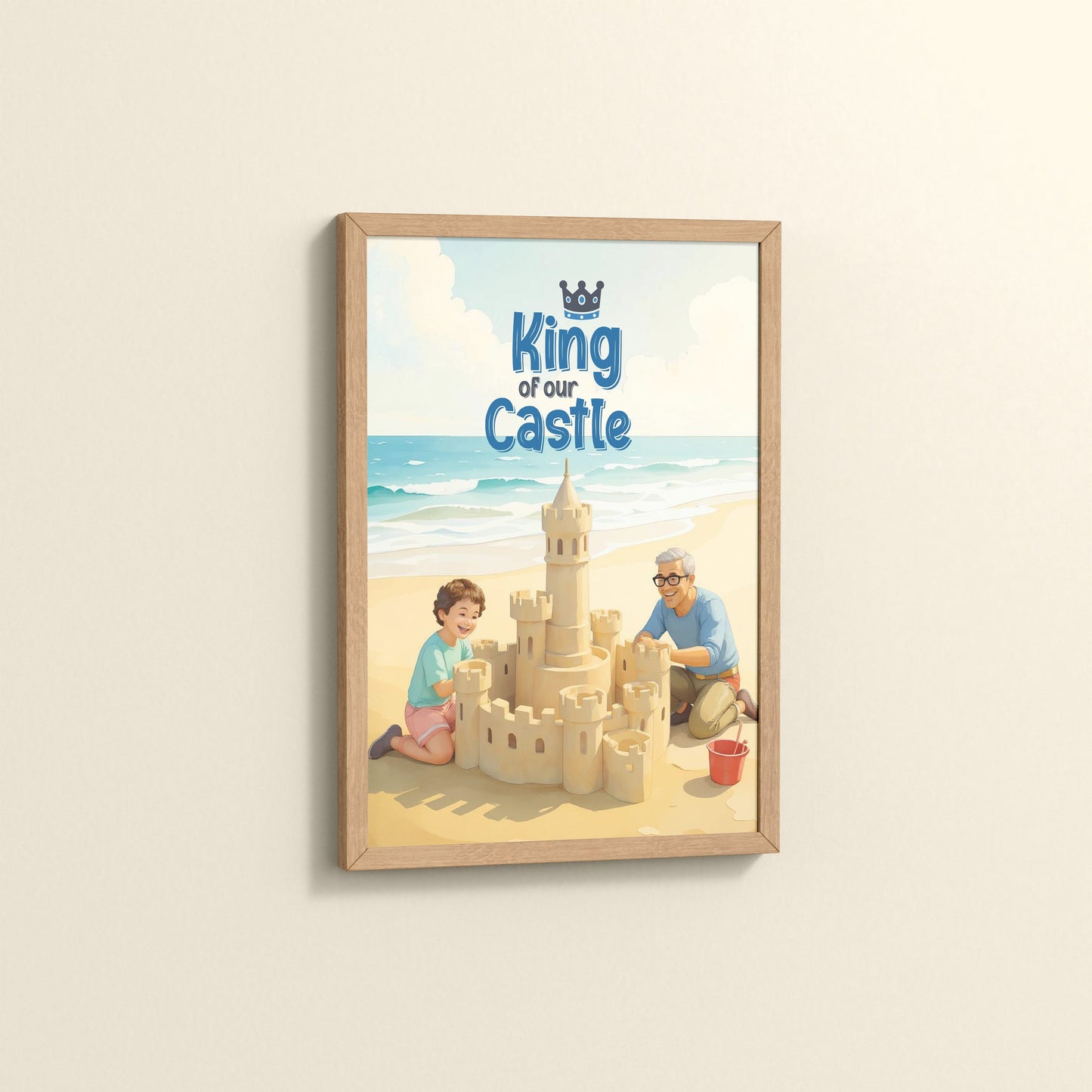 Side View of King of Our Castle – DAD Wall Art in Natrual Color Frame