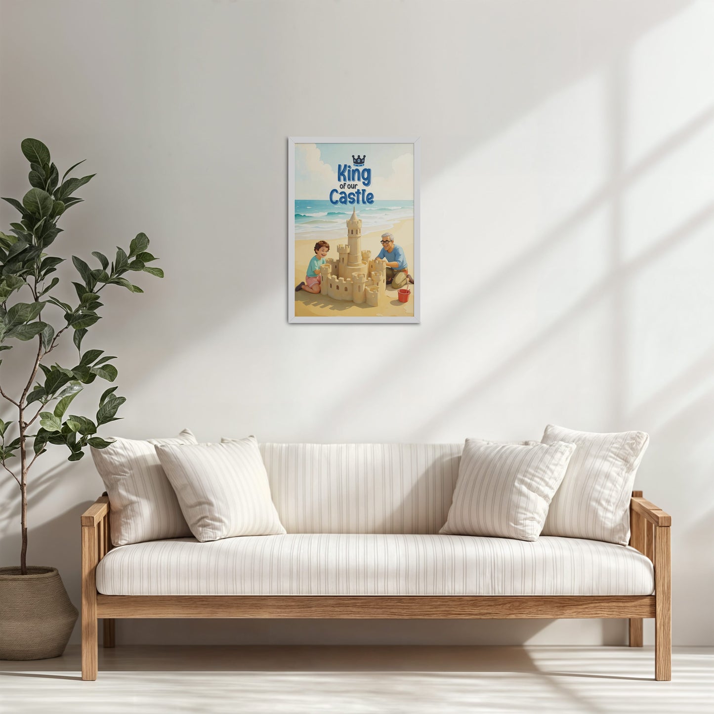 Living Room Cabinet Table Preview of King of Our Castle – DAD Wall Art in White Color Frame