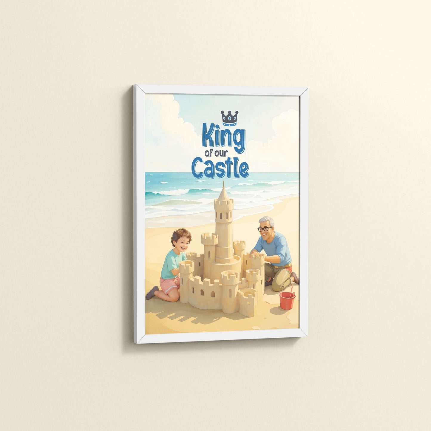 Side View of King of Our Castle – DAD Wall Art in White Color Frame