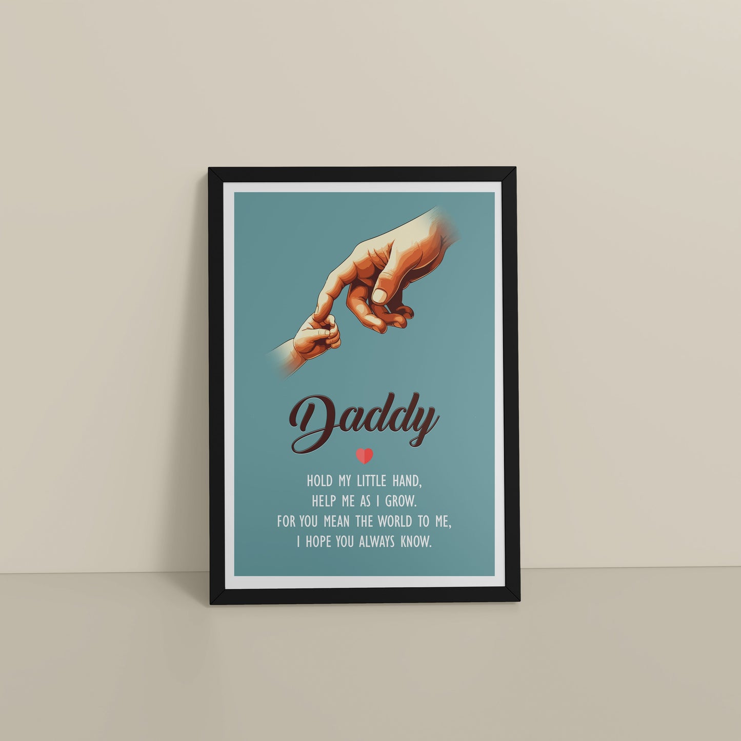 Floor View of Hold My Hand, Daddy – Father-Child Wall Art in Black Color Frame
