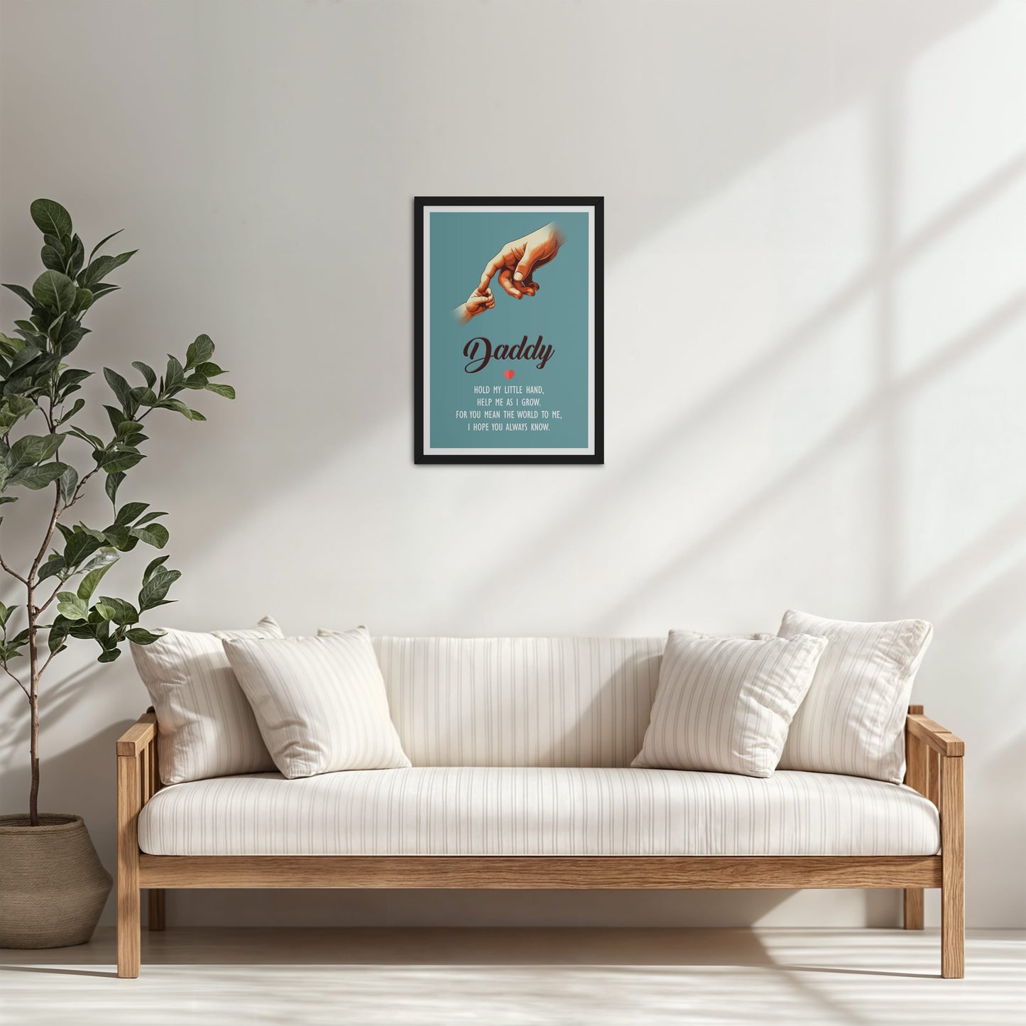 Living Room Cabinet Table Preview of Hold My Hand, Daddy – Father-Child Wall Art in Black Color Frame