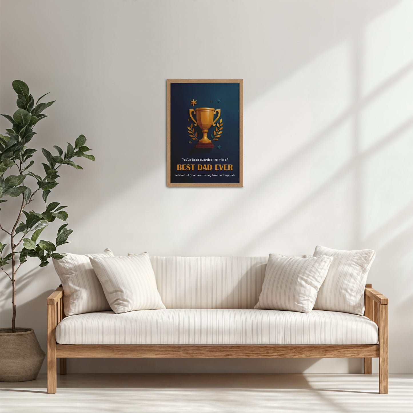 Living Room Cabinet Table Preview of Best Dad Ever – Officially Awarded Wall Art in Natrual Color Frame