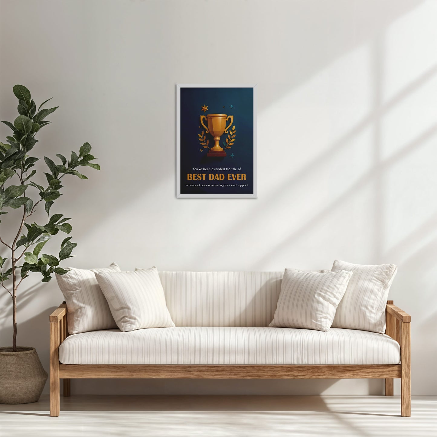 Living Room Cabinet Table Preview of Best Dad Ever – Officially Awarded Wall Art in White Color Frame