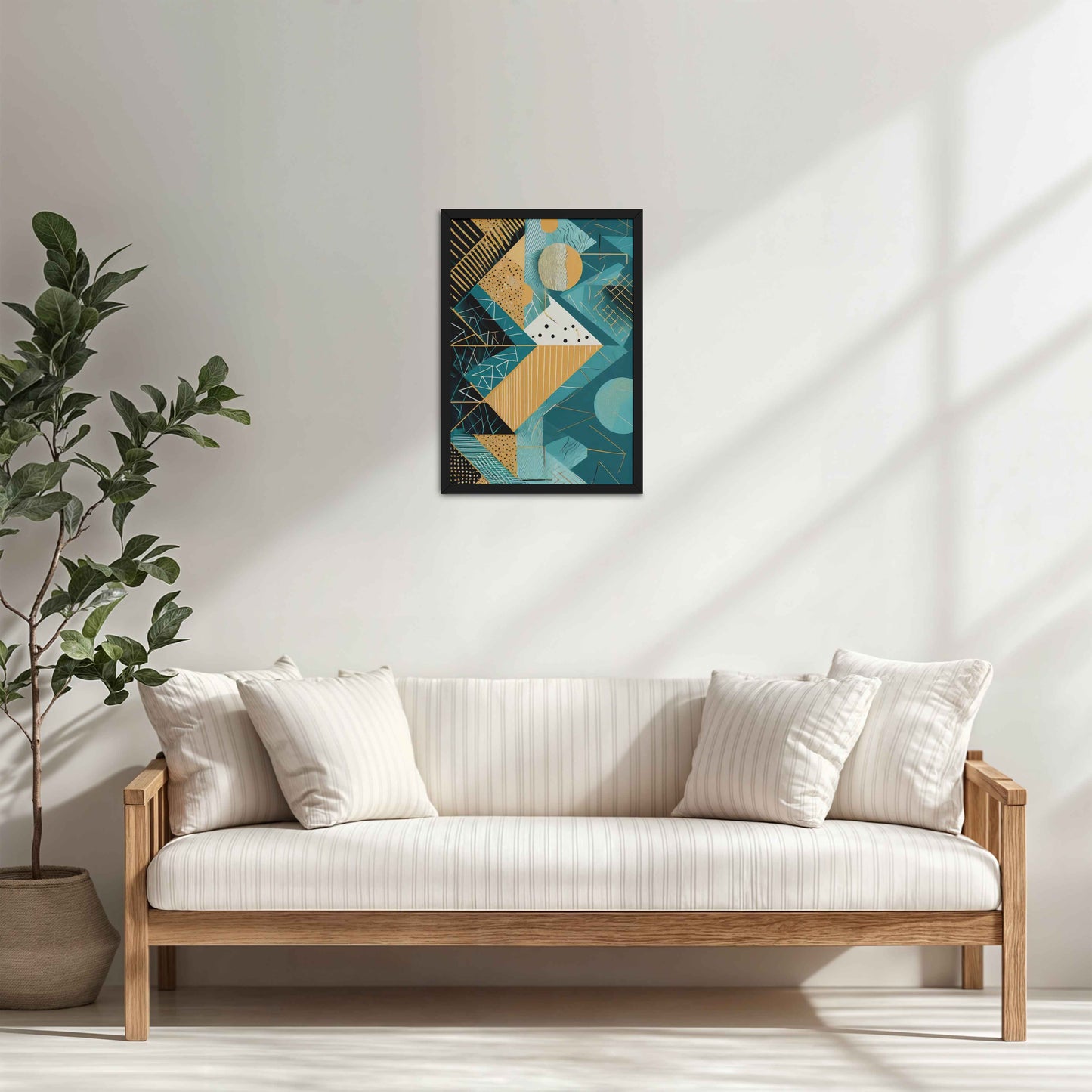 Living Room Cabinet Table Preview of Vibrant Geometry – Minimalist Shapes Wall Art in Black Color Frame