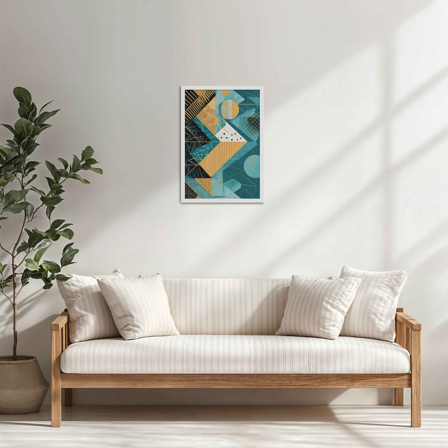 Living Room Cabinet Table Preview of Vibrant Geometry – Minimalist Shapes Wall Art in White Color Frame