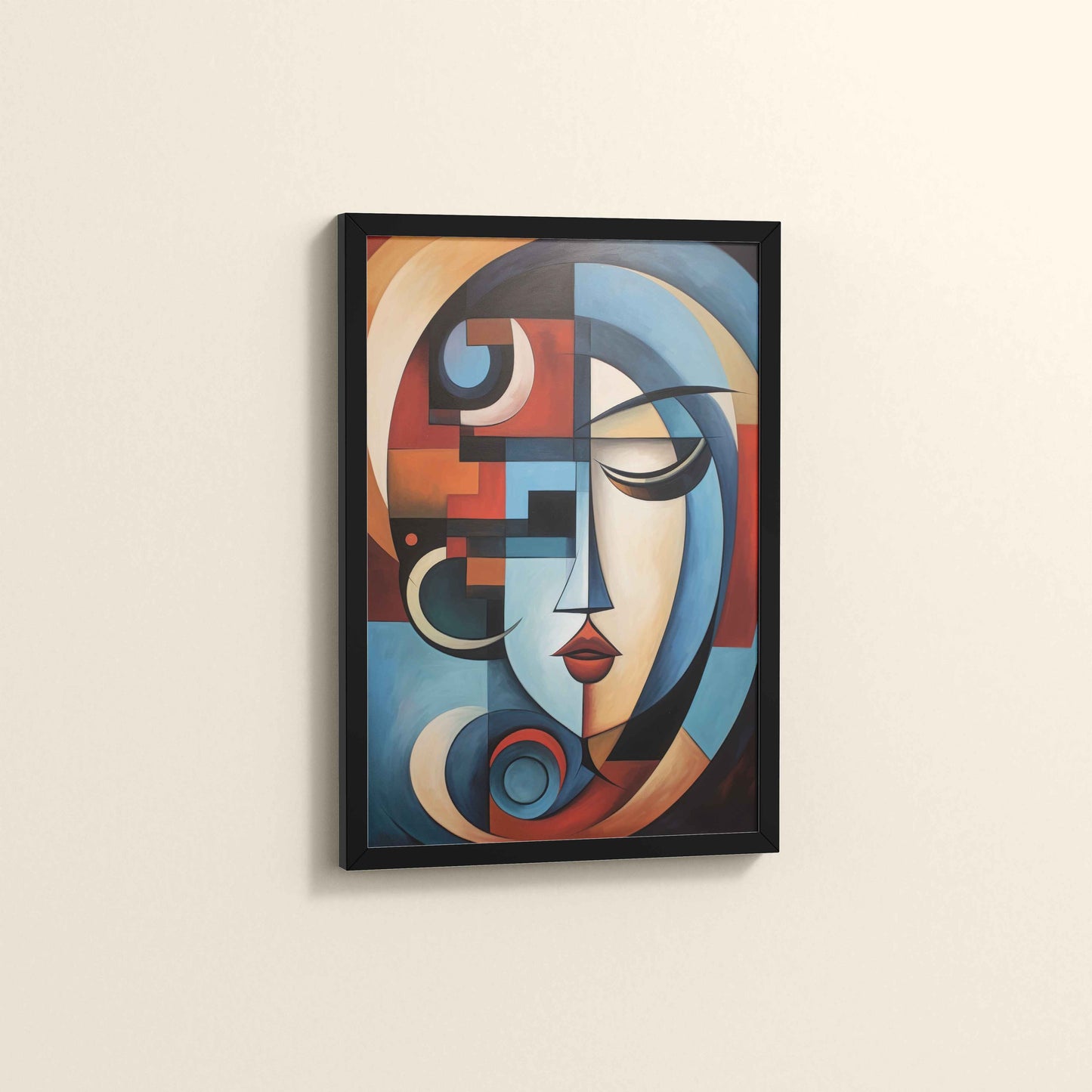 Side View of Linear Beauty – Artistic Woman Face in Geometry in Black Color Frame