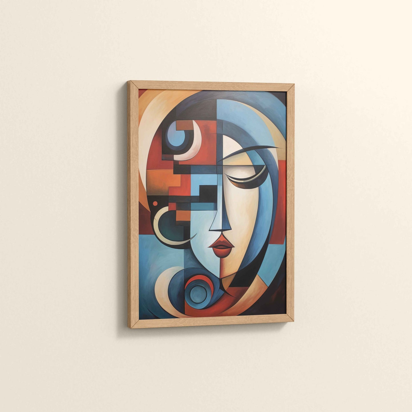 Side View of Linear Beauty – Artistic Woman Face in Geometry in Natrual Color Frame
