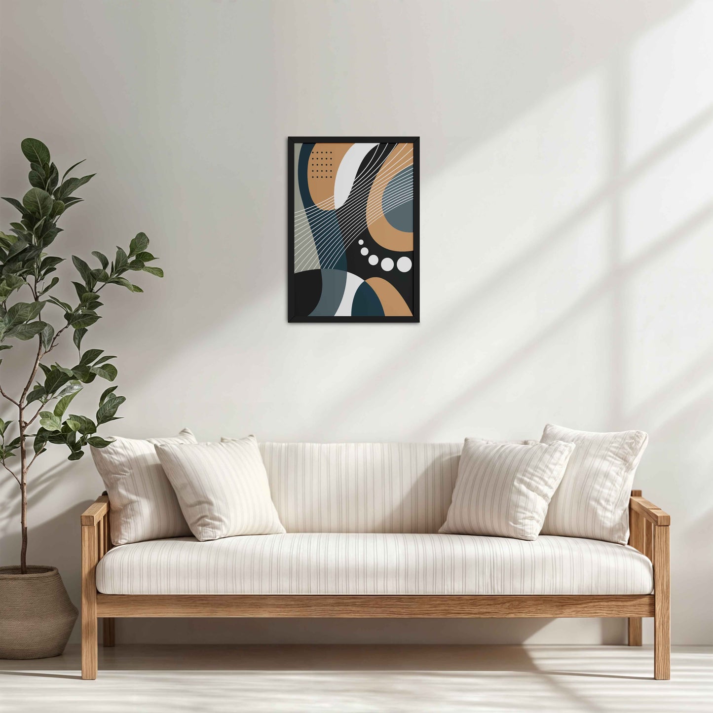 Living Room Cabinet Table Preview of Modern Balance – Abstract Geometrical Shape Art in Black Color Frame