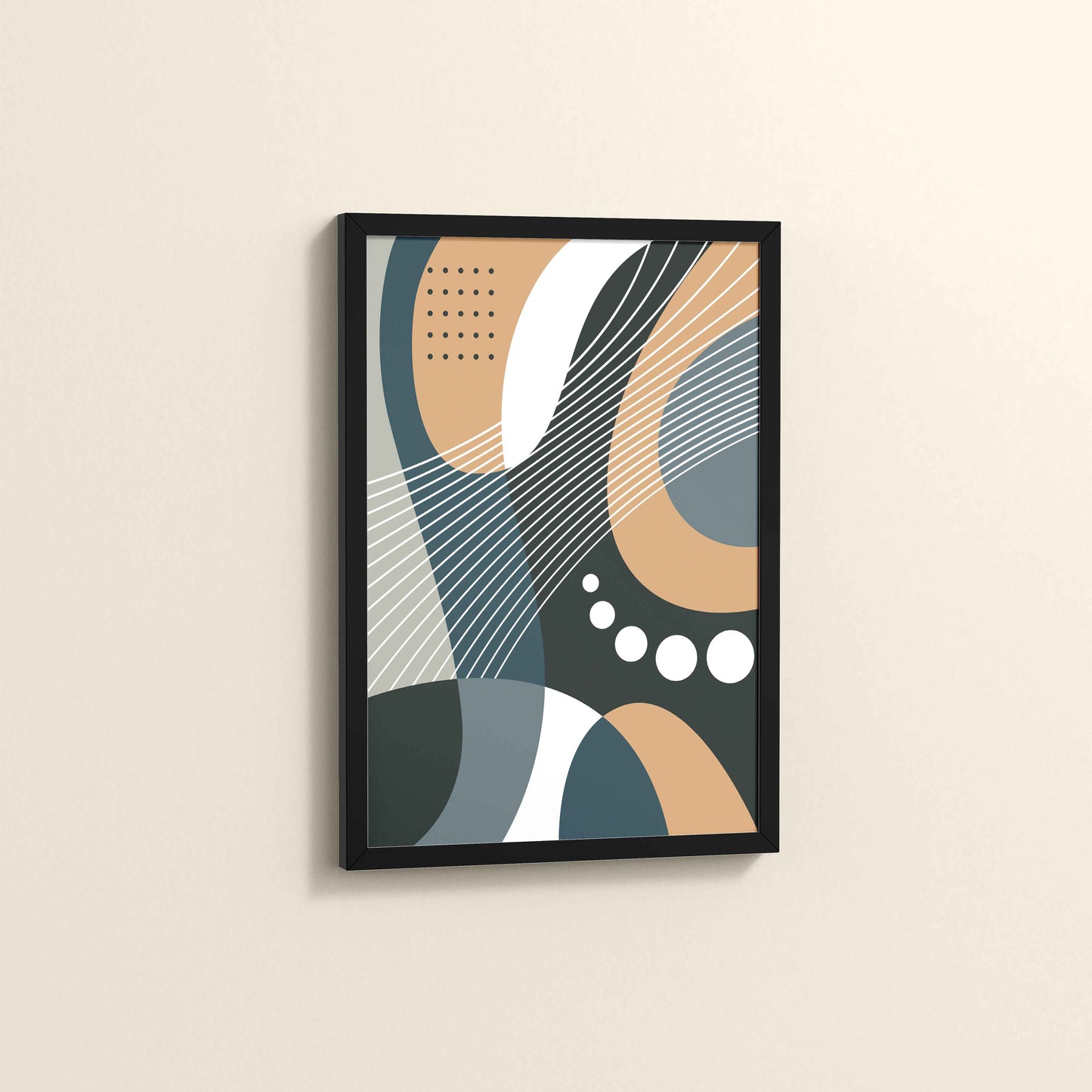 Side View of Modern Balance – Abstract Geometrical Shape Art in Black Color Frame