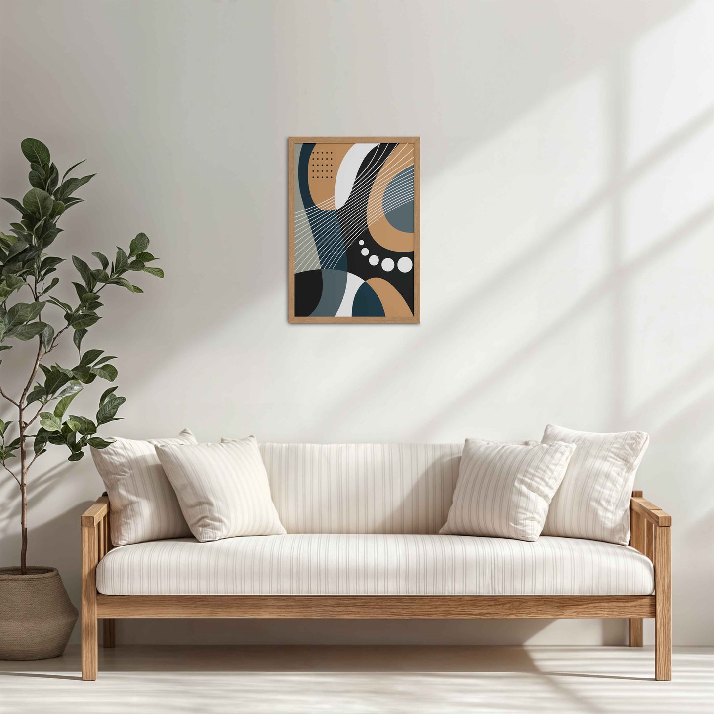 Living Room Cabinet Table Preview of Modern Balance – Abstract Geometrical Shape Art in Natrual Color Frame