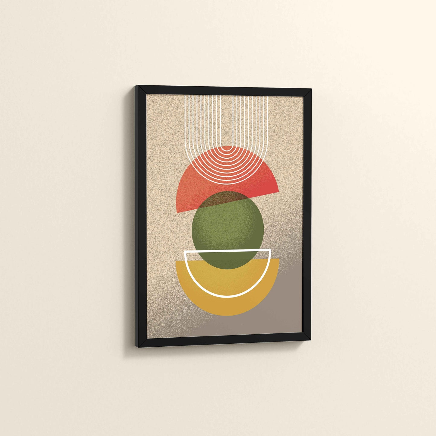 Side View of Mid-Century Geometry – Abstract Shapes Wall Art in Black Color Frame