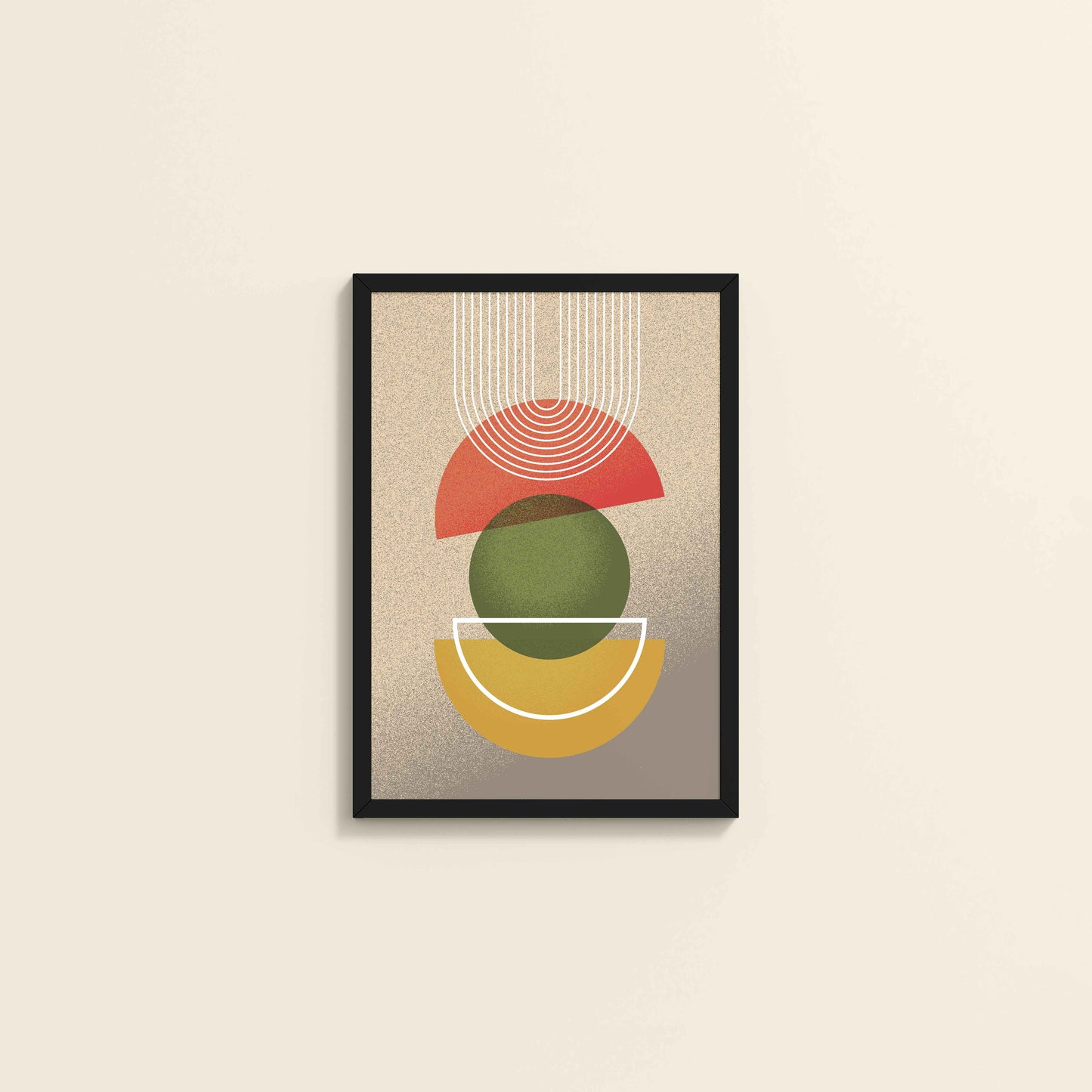 Wall View of Mid-Century Geometry – Abstract Shapes Wall Art in Black Color Frame