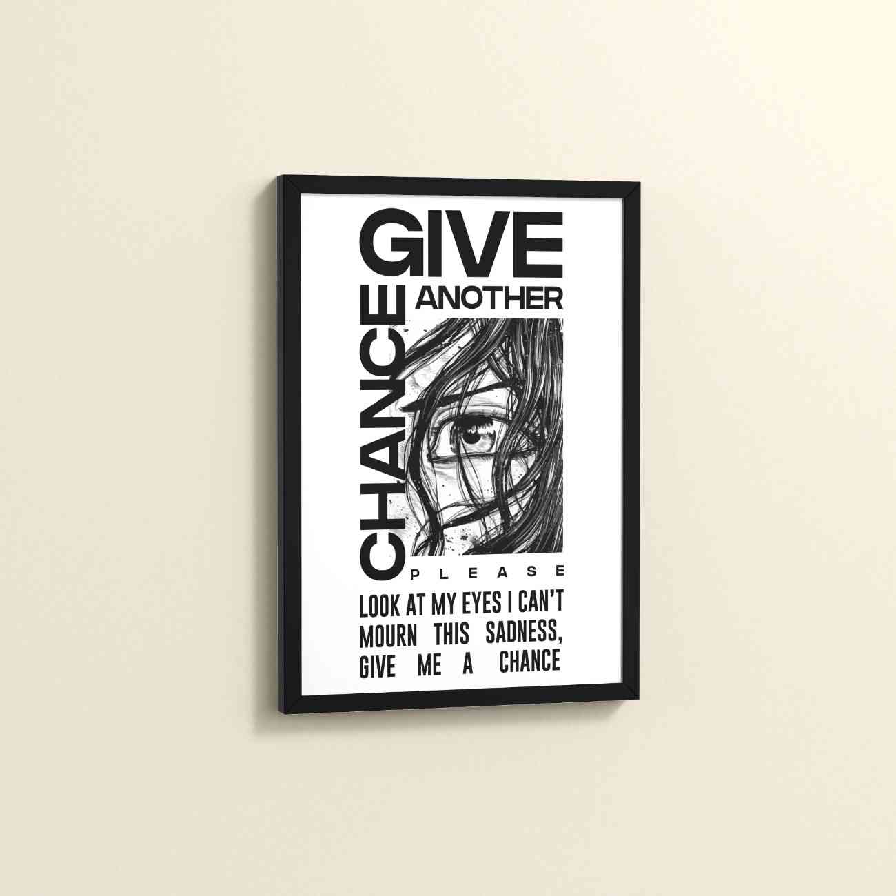 Side View of Give Another Chance – Graffiti Inspired Wall Art in Black Color Frame