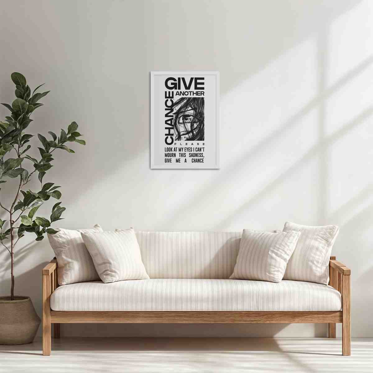 Living Room Cabinet Table Preview of Give Another Chance – Graffiti Inspired Wall Art in White Color Frame