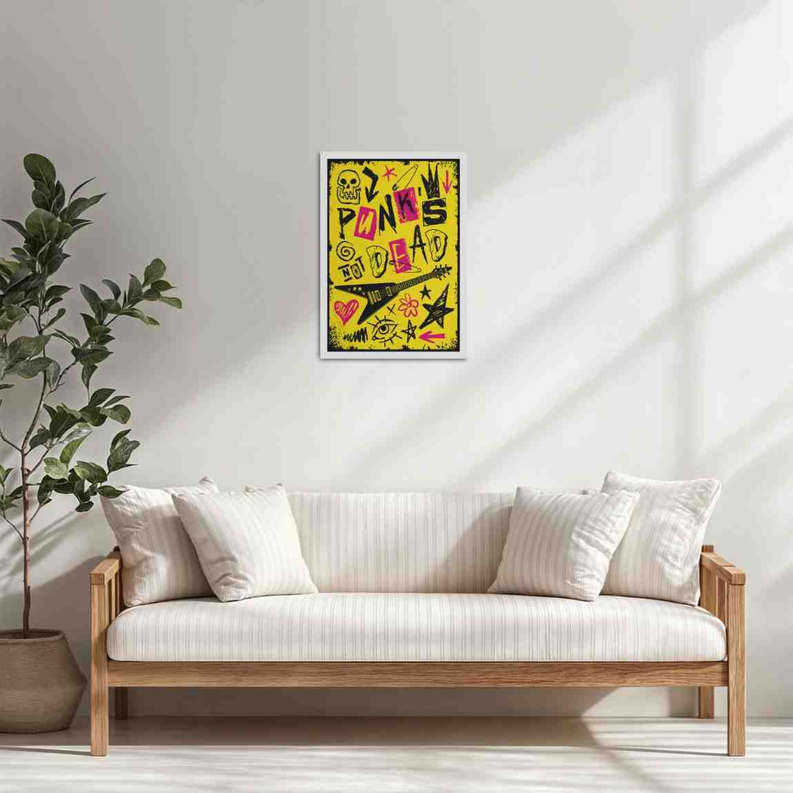 Living Room Cabinet Table Preview of Punk's Not Dead – Culture Design Wall Art Frame in White Color Frame