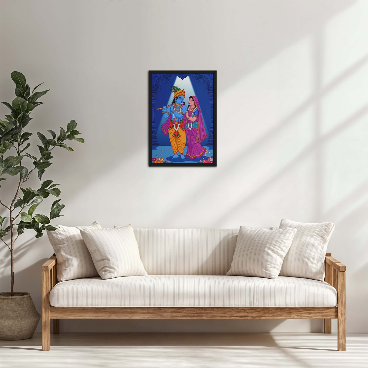 Living Room Cabinet Table Preview of Radha Krishna – The Eternal Bond of Love Wall Art in Black Color Frame