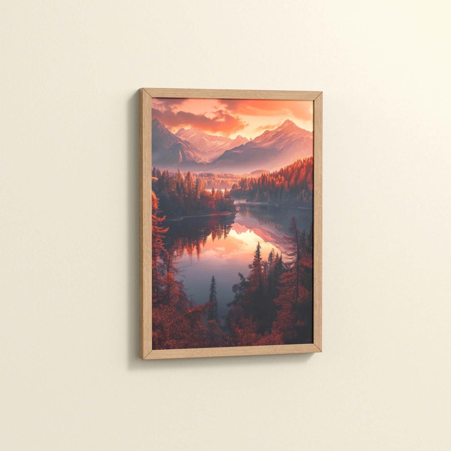 Side View of Autumn Serenity – Scenic Landscape Photo Frame in Natrual Color Frame