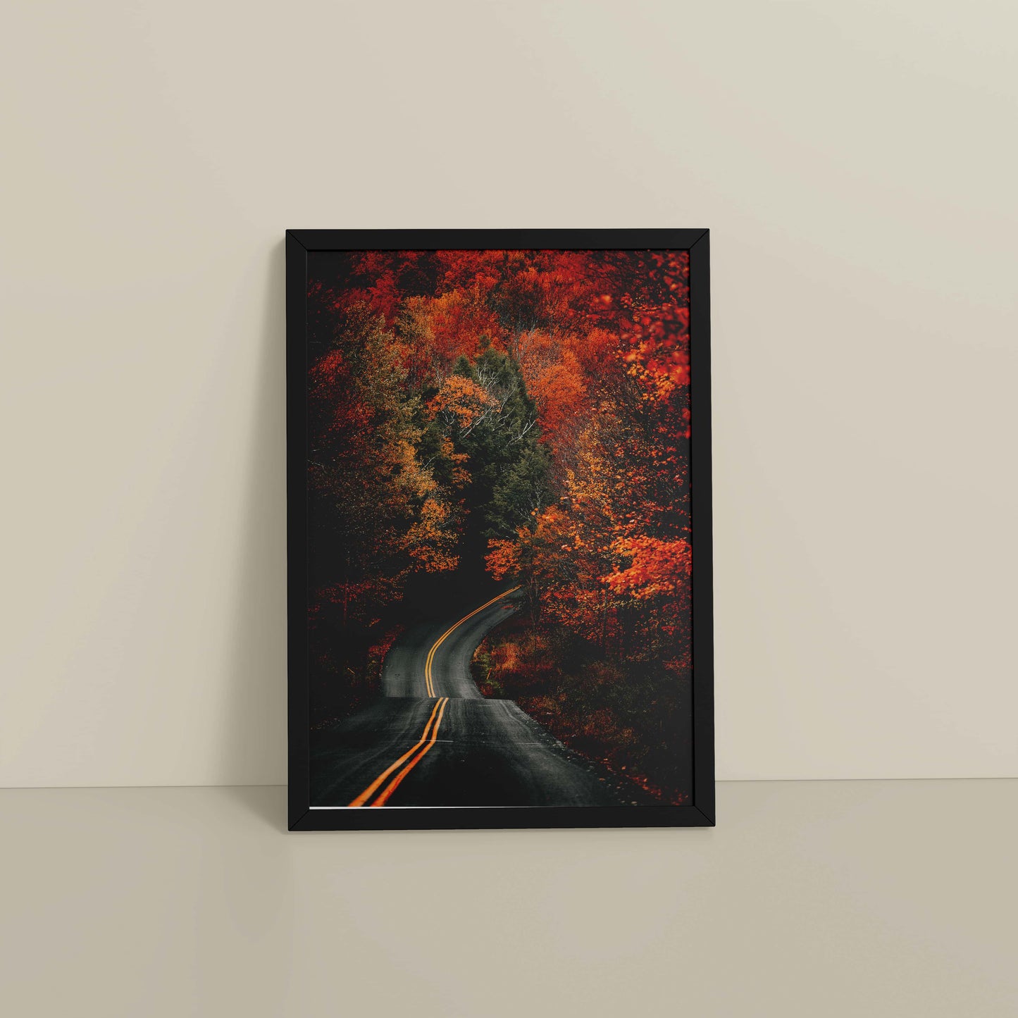 Floor View of Nature Serenity – Beautiful Tree Canopy Landscape Wall Art in Black Color Frame