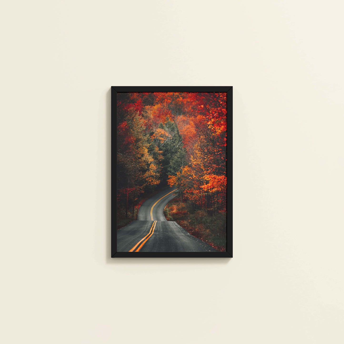 Wall View of Nature Serenity – Beautiful Tree Canopy Landscape Wall Art in Black Color Frame