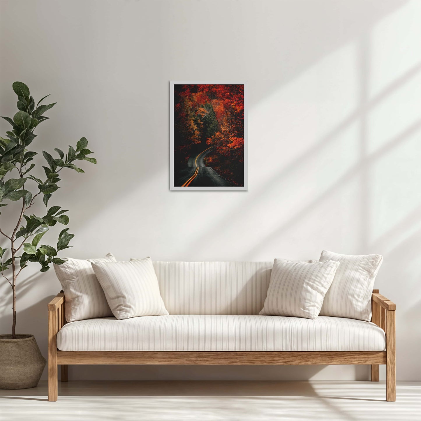Living Room Cabinet Table Preview of Nature Serenity – Beautiful Tree Canopy Landscape Wall Art in White Color Frame