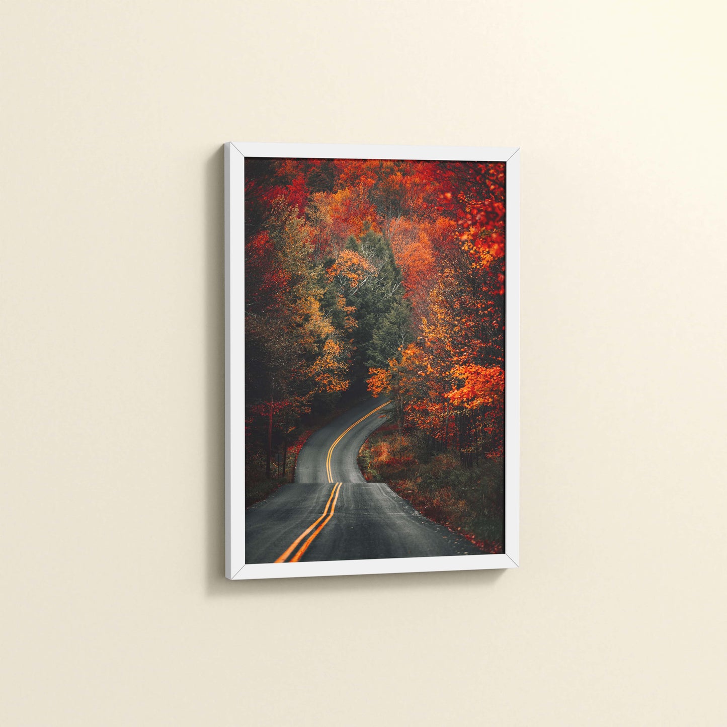 Side View of Nature Serenity – Beautiful Tree Canopy Landscape Wall Art in White Color Frame