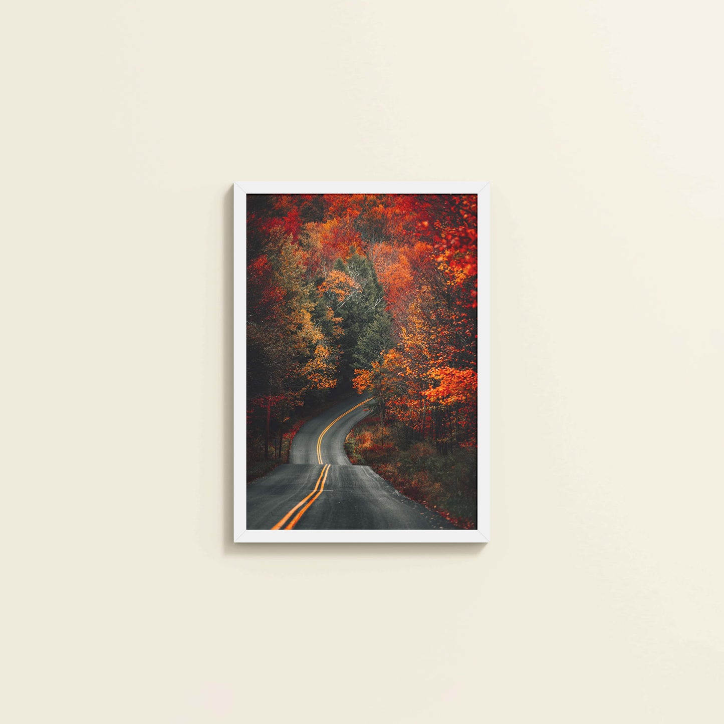 Wall View of Nature Serenity – Beautiful Tree Canopy Landscape Wall Art in White Color Frame