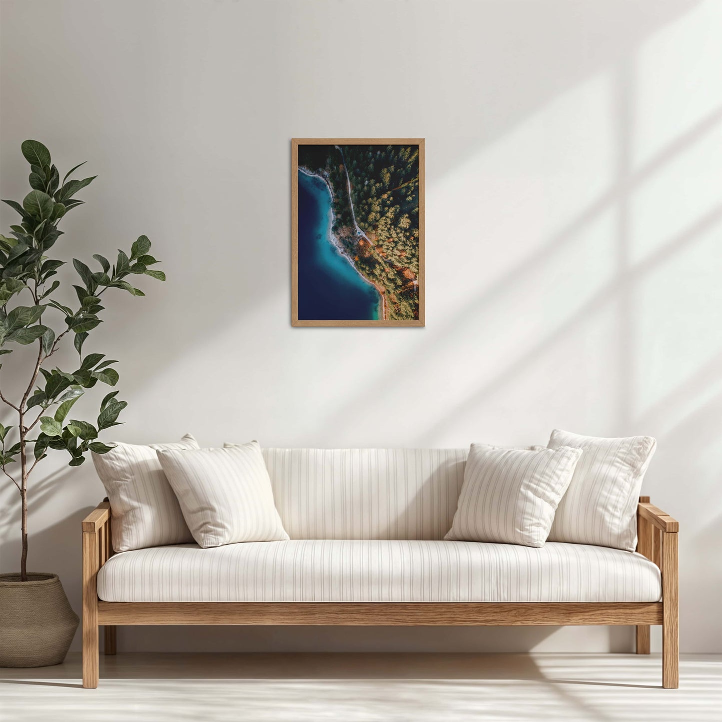 Living Room Cabinet Table Preview of Coastal Trees View – Landscape Wall Art Photo Frame in Natrual Color Frame