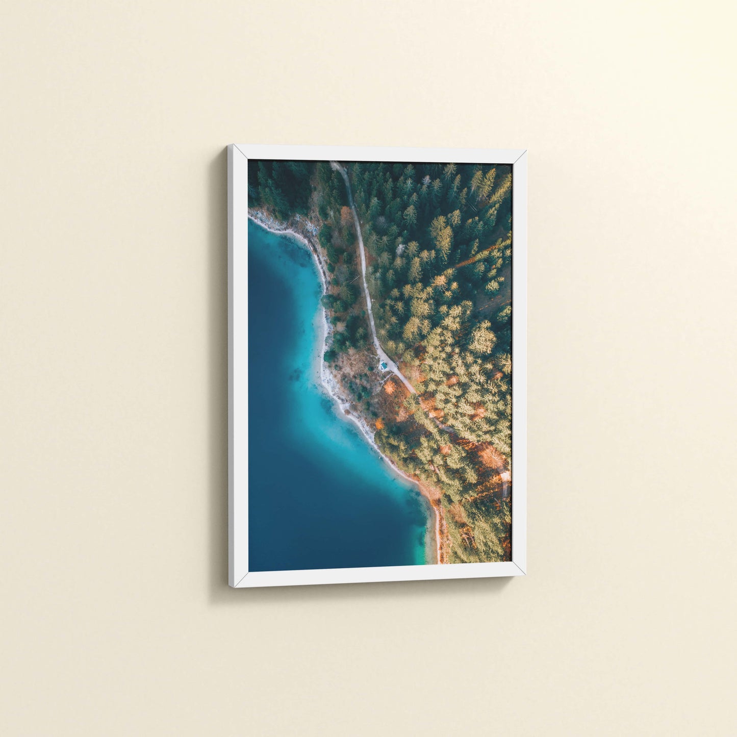 Side View of Coastal Trees View – Landscape Wall Art Photo Frame in White Color Frame