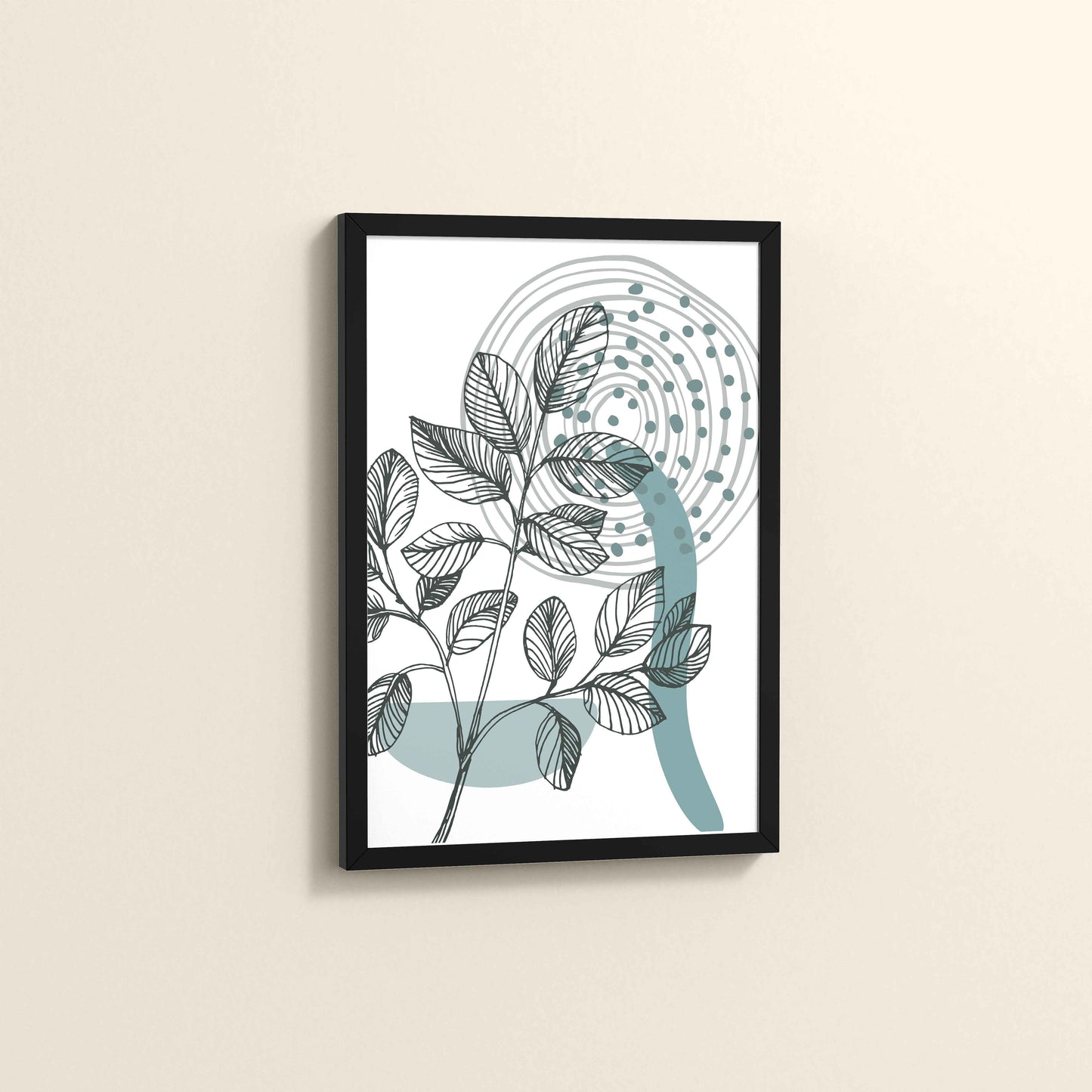 Side View of Nature’s Rhythm – Contemporary Leaf Line Art in Black Color Frame