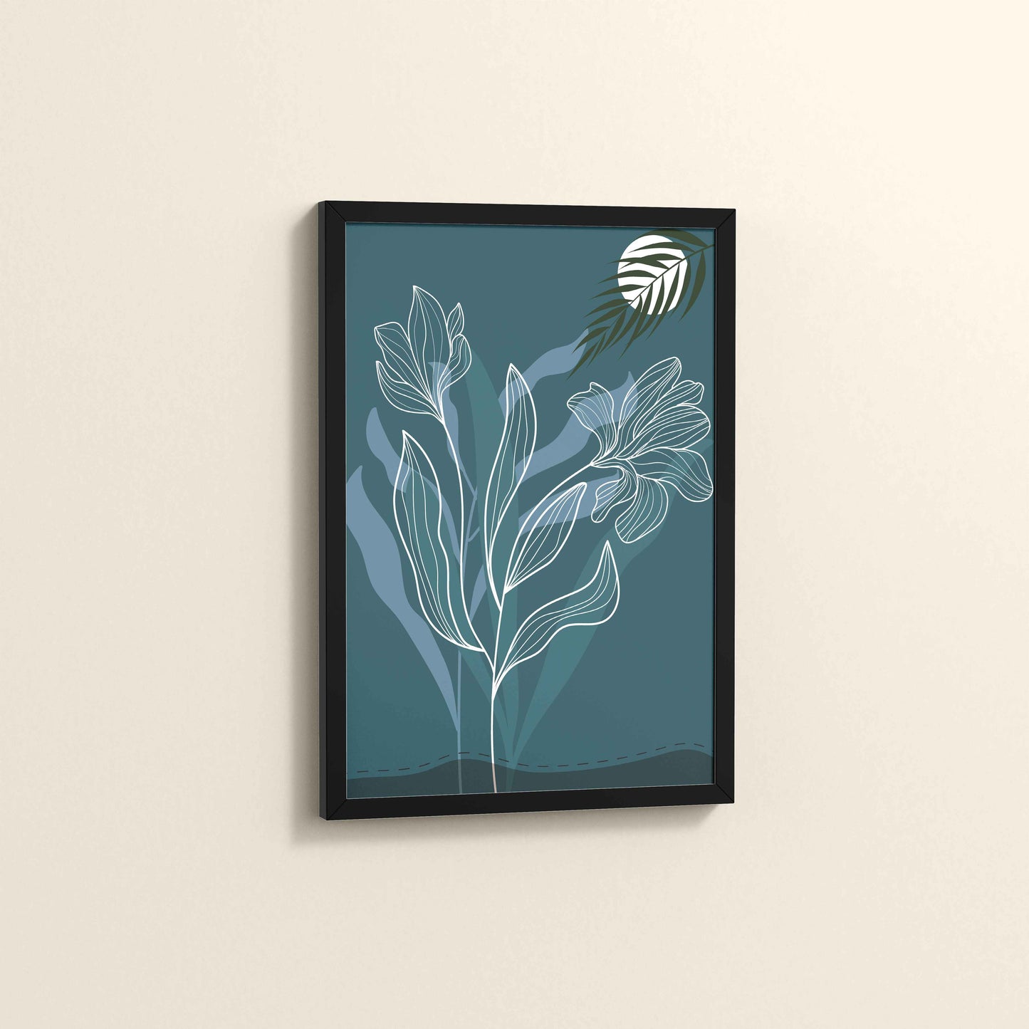 Side View of Floral Majesty – Minimalist Line Art Wall Decor in Black Color Frame