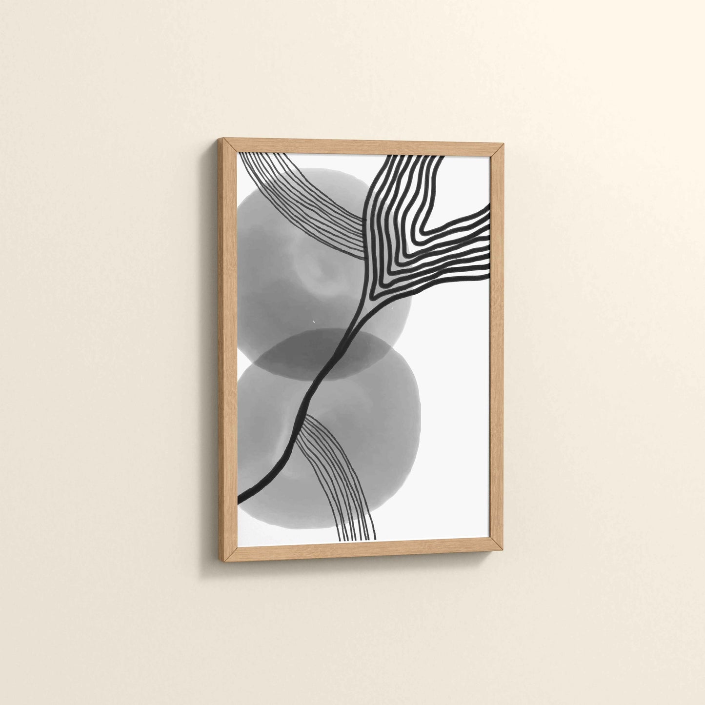 Side View of Waves of Contrast – Black and White Abstract Art in Natrual Color Frame