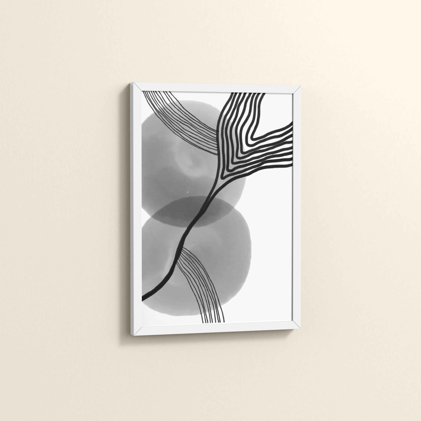 Side View of Waves of Contrast – Black and White Abstract Art in White Color Frame