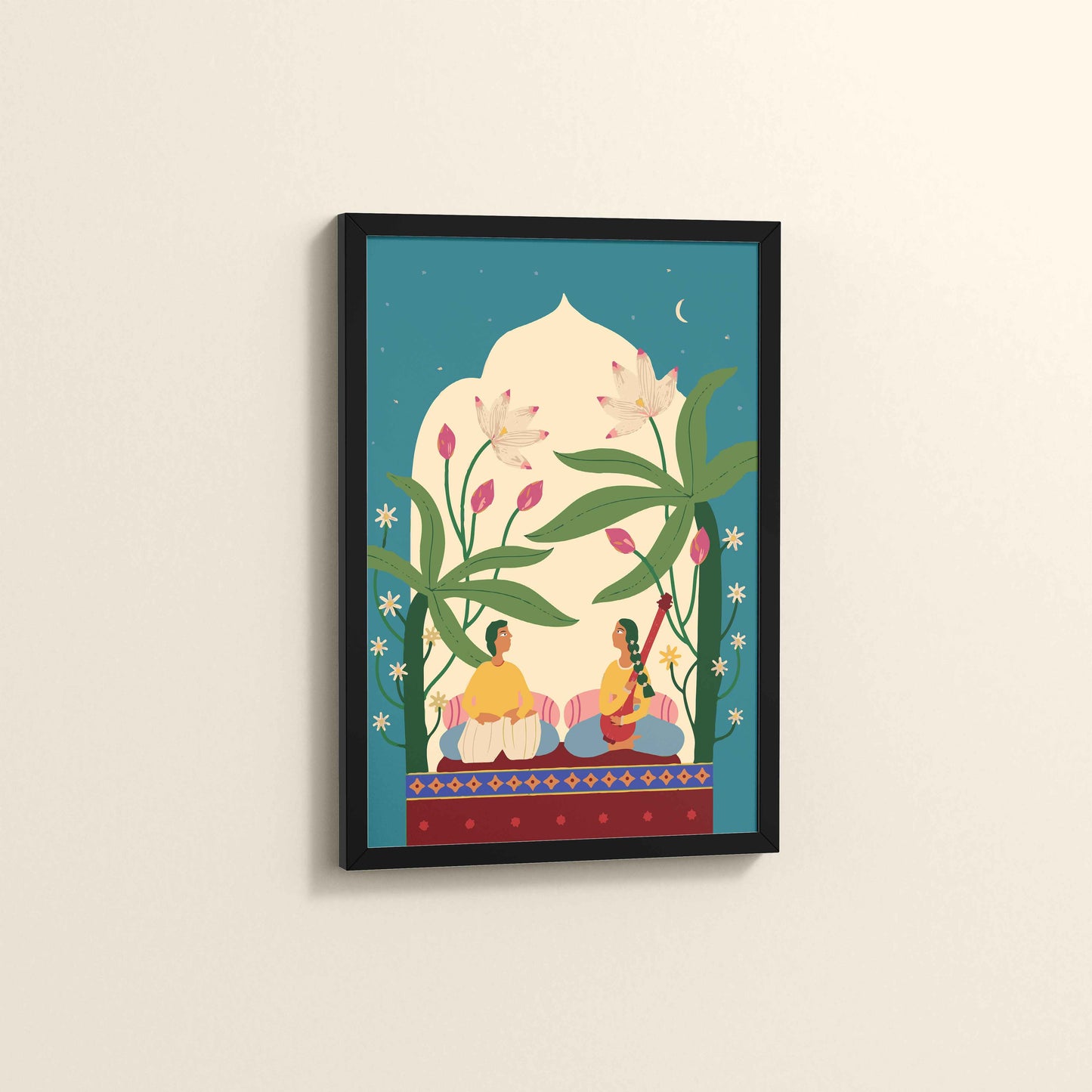 Side View of Madhubani Wedding Stationery – With a Timeless Artistic Touch in Black Color Frame