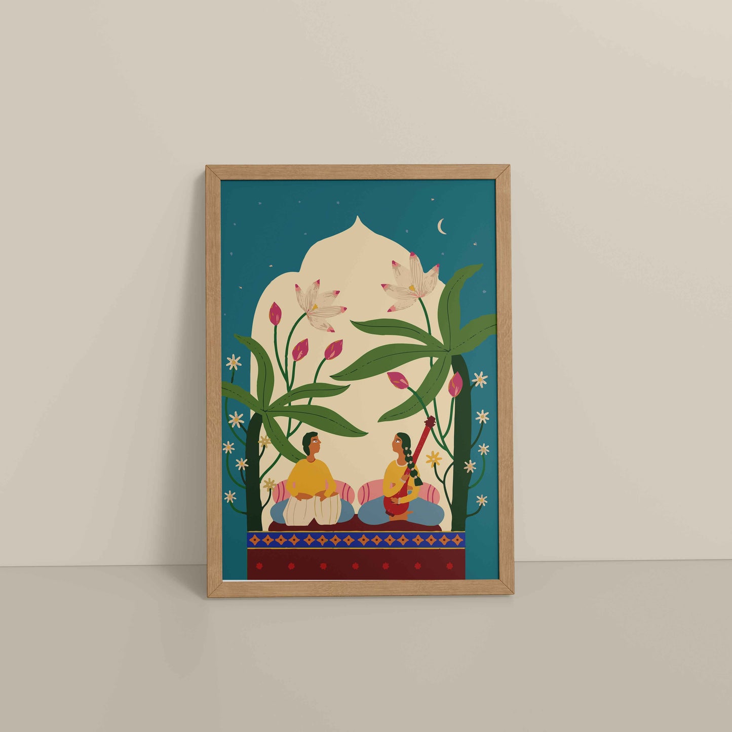 Floor View of Madhubani Wedding Stationery – With a Timeless Artistic Touch in Natrual Color Frame