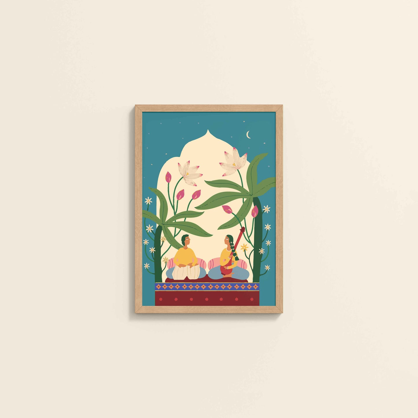 Wall View of Madhubani Wedding Stationery – With a Timeless Artistic Touch in Natrual Color Frame