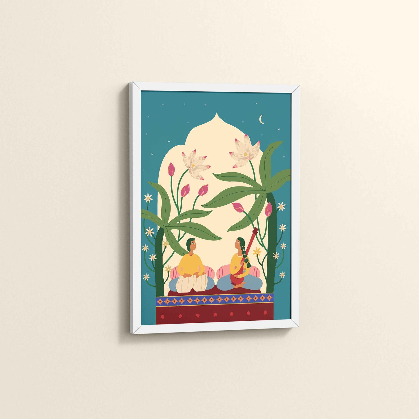 Side View of Madhubani Wedding Stationery – With a Timeless Artistic Touch in White Color Frame