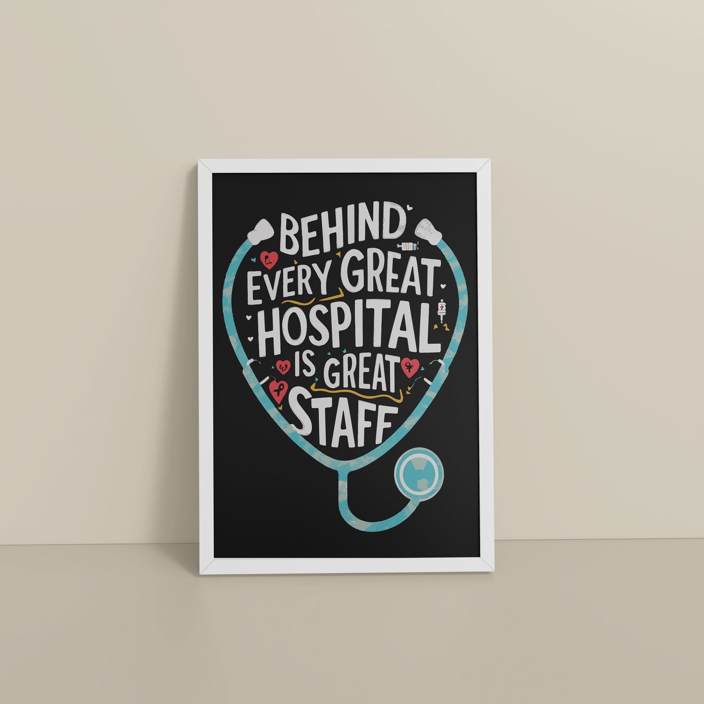 Floor View of The Heart of the Hospital – Staff Appreciation Wall Decor in White Color Frame
